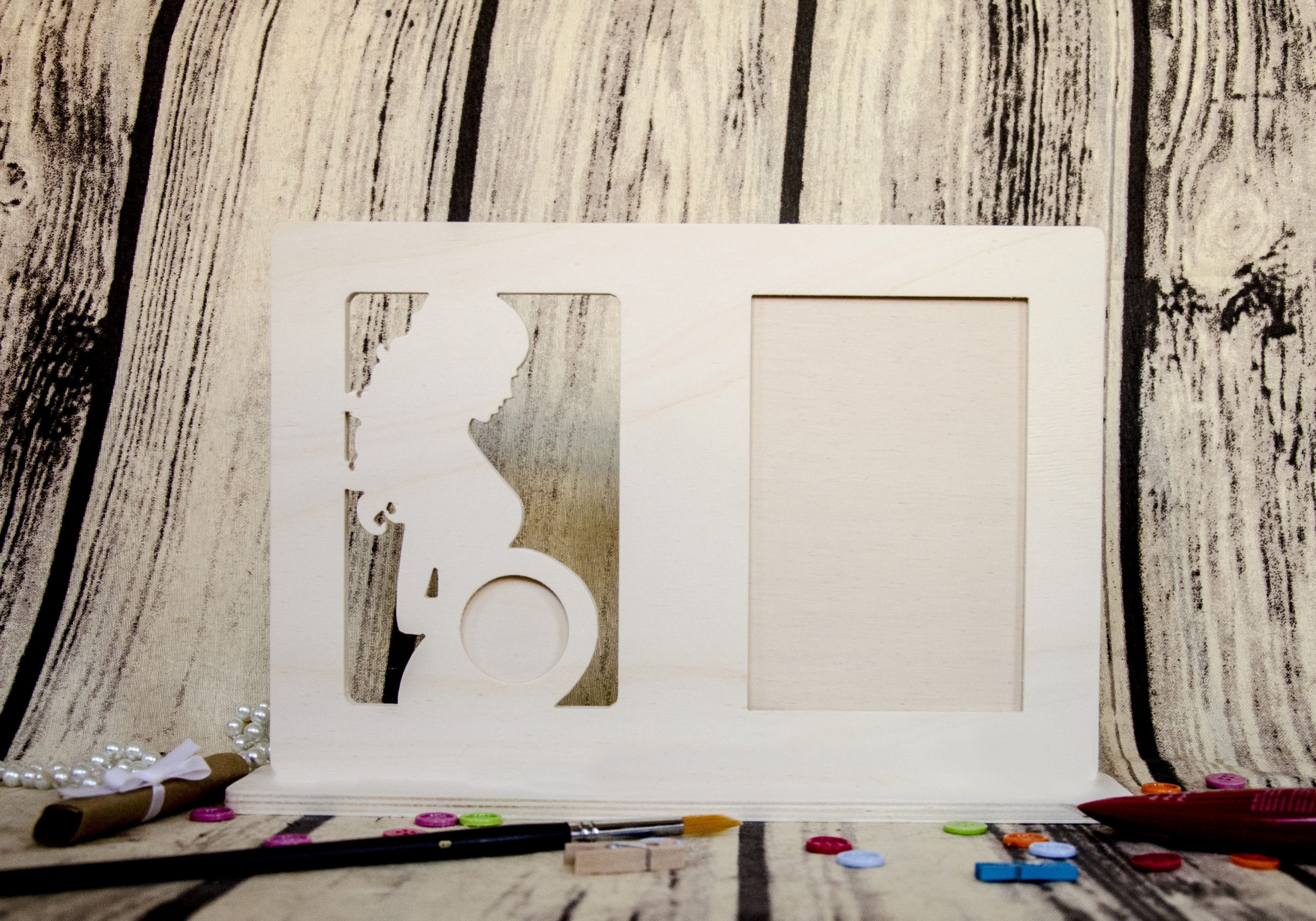 Blank lemn rama foto cu ecografie