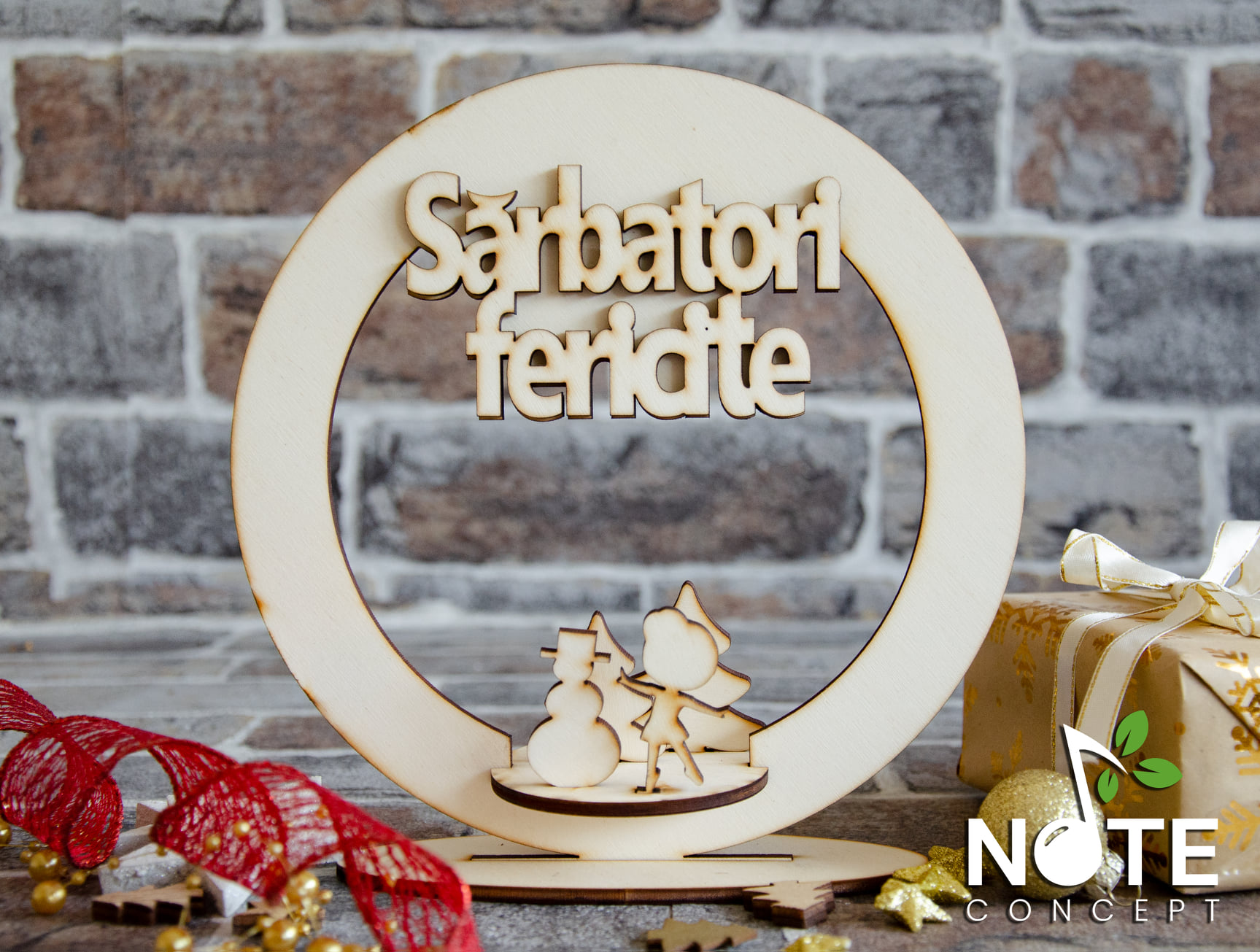 Blank decoratiune Sarbatori Fericite cu talpa