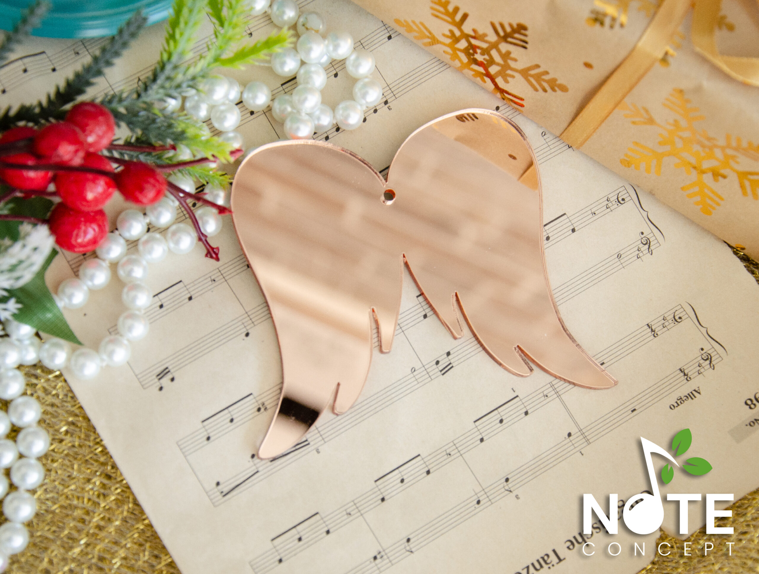 Aripi ornament Craciun plexiglas oglinda - imagine 3